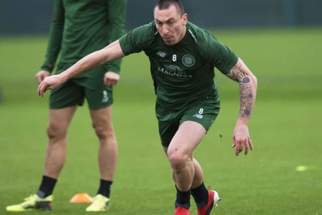 Celtic captain Scott Brown takes part in a training session. Picture: Craig Williamson