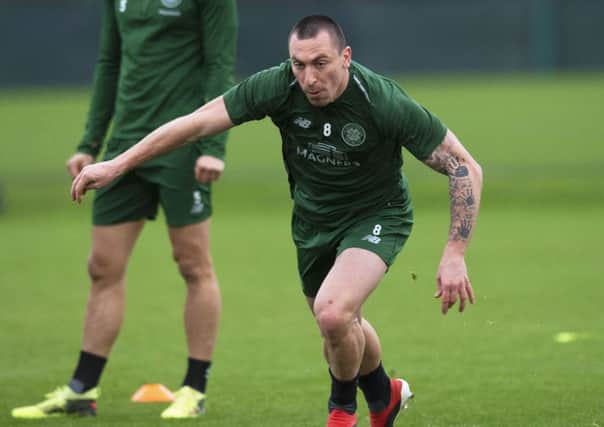 Celtic captain Scott Brown takes part in a training session. Picture: Craig Williamson