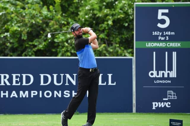 Scott Jamieson tees off on the 5th hole during day two of the Alfred Dunhill Championships at Leopard Creek in South Africa. Picture: Stuart Franklin/Getty