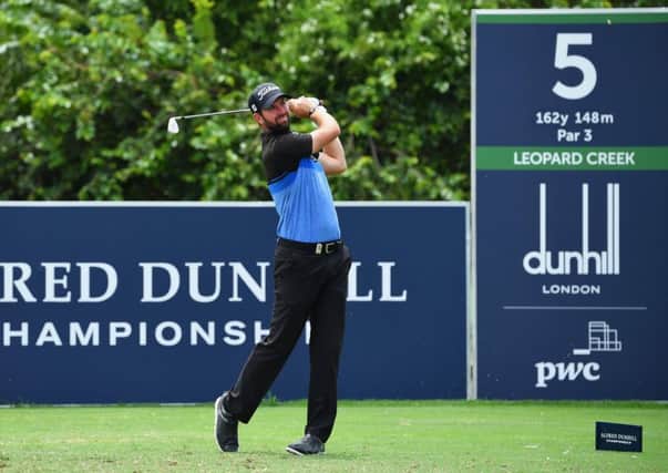 Scott Jamieson tees off on the 5th hole during day two of the Alfred Dunhill Championships at Leopard Creek in South Africa. Picture: Stuart Franklin/Getty