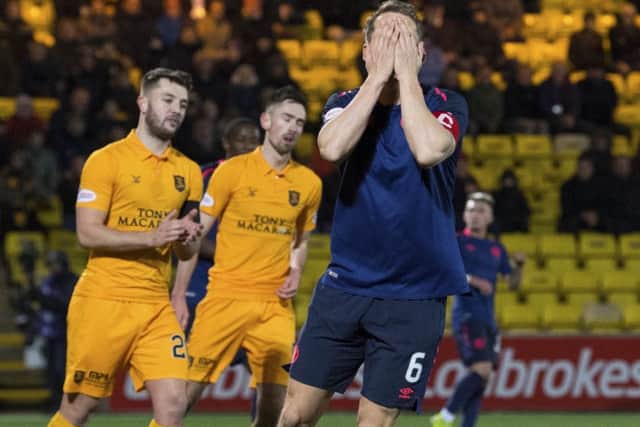 Hearts' Christophe Berra during Friday's 5-0 defeat. Pic: SNS/Ross Parker