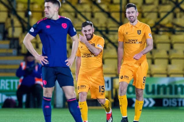 Livingston's Ryan Hardie celebrates his second goal. Pic: SNS/Ross Parker