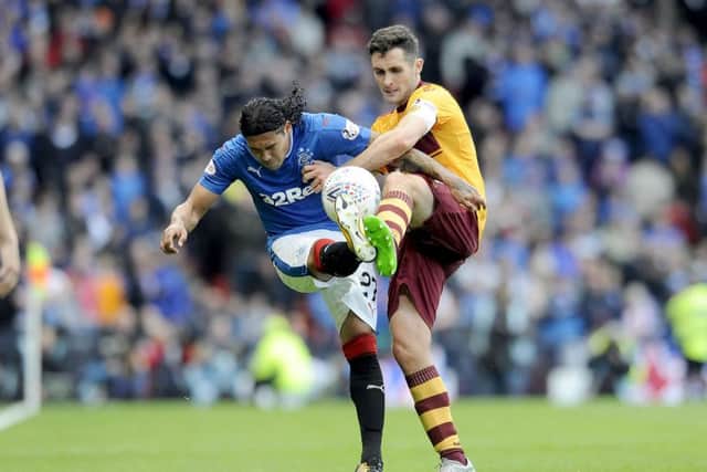 Carlos Pena facing Motherwell in his first spell at Rangers. Pic: Michael Gillen