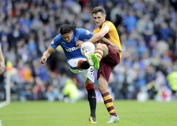 Carlos Pena facing Motherwell in his first spell at Rangers. Pic: Michael Gillen