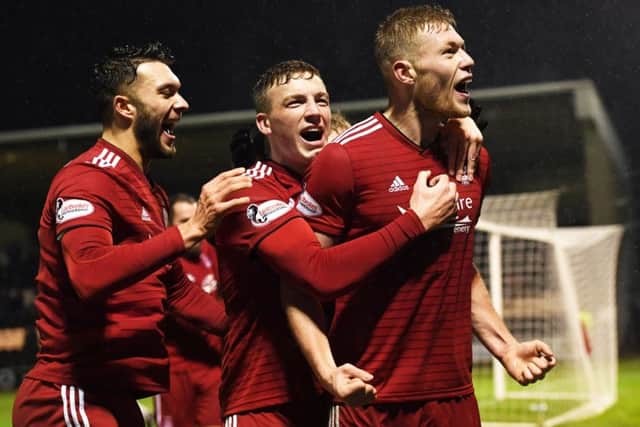 Aberdeen's Sam Cosgrove celebrates. Pic: SNS/Craig Williamson