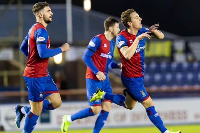 Tom Walsh celebrates his goal for Inverness. Pic: SNS/Roddy Scott