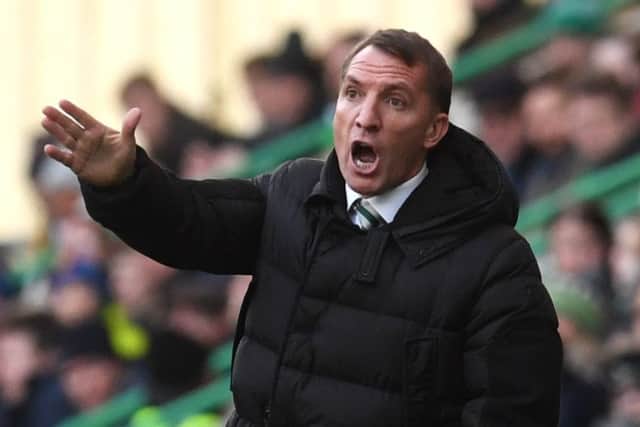 Celtic manager Brendan Rodgers issues instructions on the sidelines. Picture: SNS