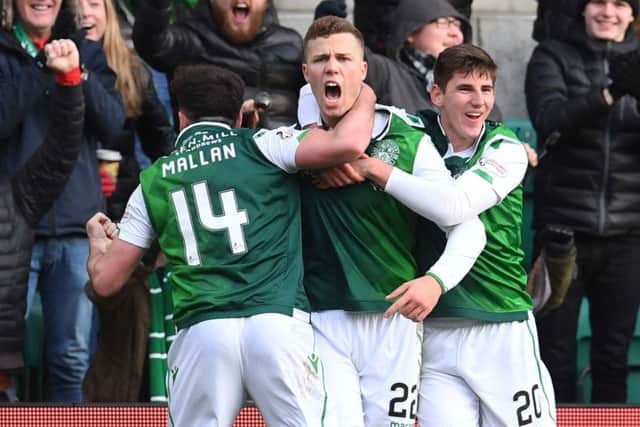 Florian Kamberi celebrates scoring against Celtic. Picture: SNS/Craig Foy