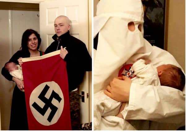 Claudia Patatas and Adam Thomas who belonged to banned neo-nazi terror group National Action and called their baby son Adolf. Picture: SWNS