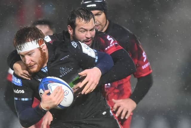 Glasgow Warriors' Rob Harley in action against Lyon at Scotstoun.