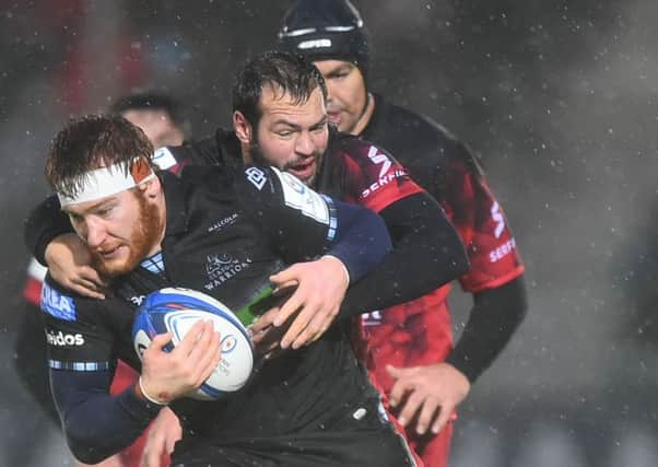 Glasgow Warriors' Rob Harley in action against Lyon at Scotstoun.