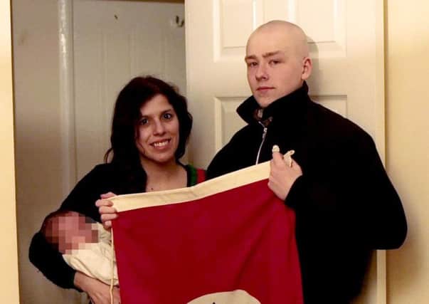 Claudia Patatas and Adam Thomas who belonged to banned meo-nazi terror group National Action and called their baby son Adolf.
 Picture: SWNS