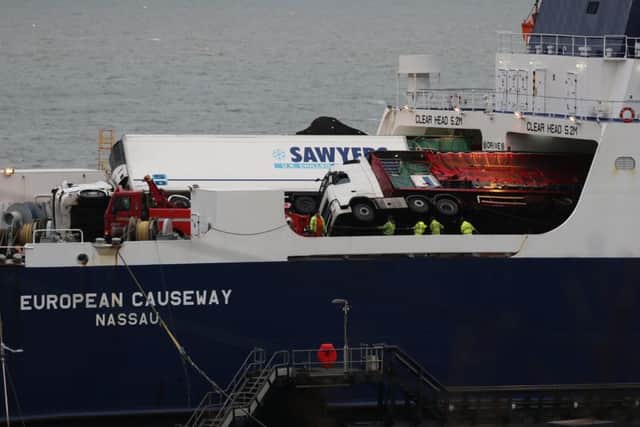 Several ambulances were sent to the scene along with police, the fire and rescue service and the coastguard, after six vehicles shifted on board the ferry, causing damage. Picture: Andrew Millligan/PA Wire