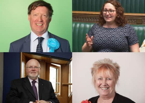 Clockwise from top left: Provost Peter Smaill, Midlothian MP Danielle Rowley, Midlothian South MSP Christine Grahame, Midlothian North MSP Colin Beattie.