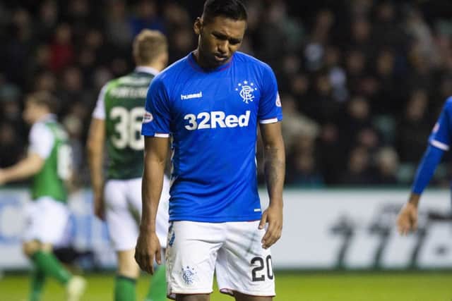 Rangers striker Alfredo Morelos cuts a frustrated figure. Picture: SNS
