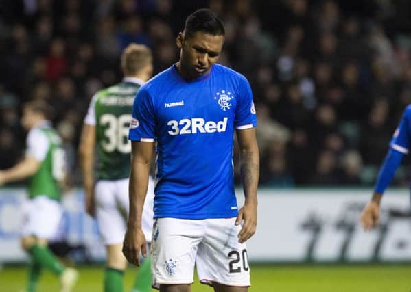 Rangers striker Alfredo Morelos cuts a frustrated figure. Picture: SNS