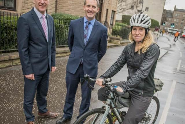 Public health minister Joe Fitzpatrick and transport secretary Michael Matheson with new Active Nation Commissioner for Scotland Lee Craigie