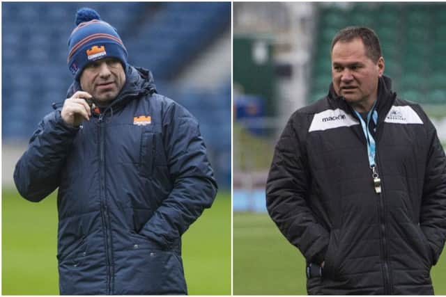Edinburgh head coach Richard Cockerill and his Glasgow Warriors counterpart Dave Rennie. Pictures: SNS Group