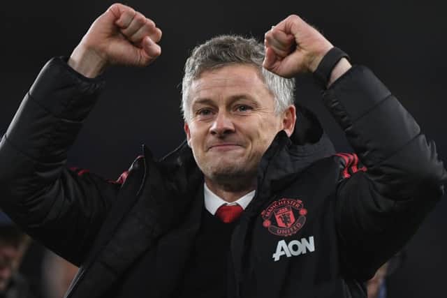 Ole Gunnar Solskjaer celebrates after Manchester United's 5-1 win over Cardiff City. Picture: Stu Forster/Getty Images