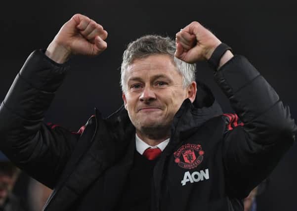 Ole Gunnar Solskjaer celebrates after Manchester United's 5-1 win over Cardiff City. Picture: Stu Forster/Getty Images