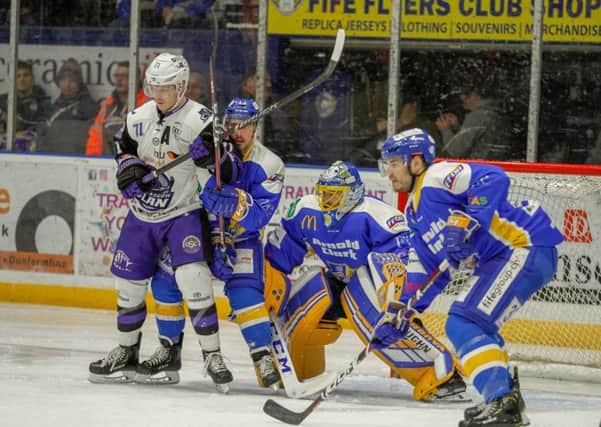 Action from last night's match at Fife Ice Arena. Pic: Jillian McFarlane