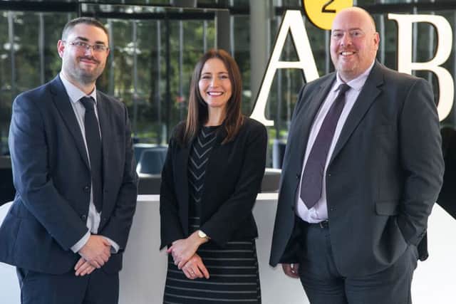 L to R: Duncan Raggett, Nicola Rollings and Neil Dempsey of Anderson Anderson & Brown. Picture: Contributed