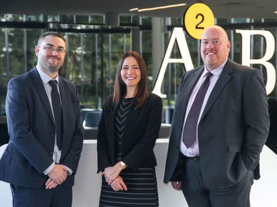 L to R: Duncan Raggett, Nicola Rollings and Neil Dempsey of Anderson Anderson & Brown. Picture: Contributed