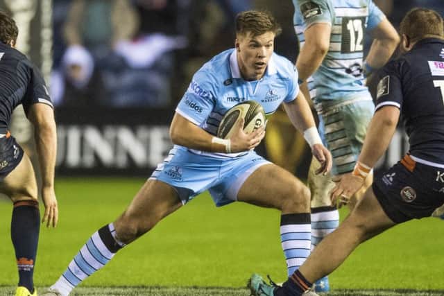 Huw Jones in action for Glasgow in Saturdays 1872 Cup defeat by Edinburgh at BT Murrayfield. Picture: Gary Hutchison/SNS