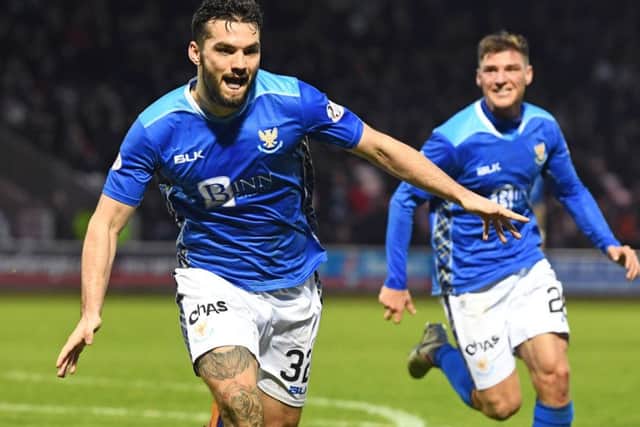 Tony Watt celebrates his late winner for St Johnstone. Picture: SNS Group