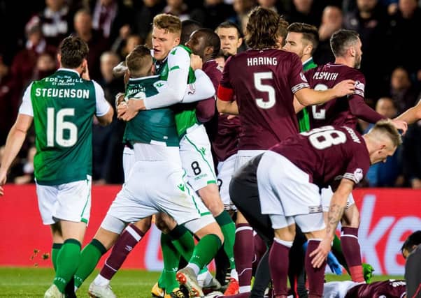 Emotions ran high during the 0-0 draw at Tynecastle earlier in the season. Picture: SNS