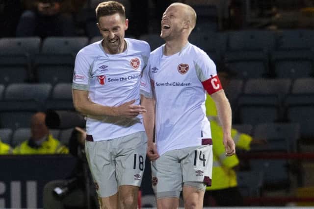 Steven MacLean, left, and Steven Naismith are hoping to push Hearts seven points clear of city rivals Hibs before the winter break. Ross MacDonald/SNS