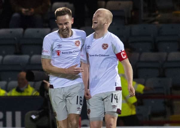 Steven MacLean, left, and Steven Naismith are hoping to push Hearts seven points clear of city rivals Hibs before the winter break. Ross MacDonald/SNS