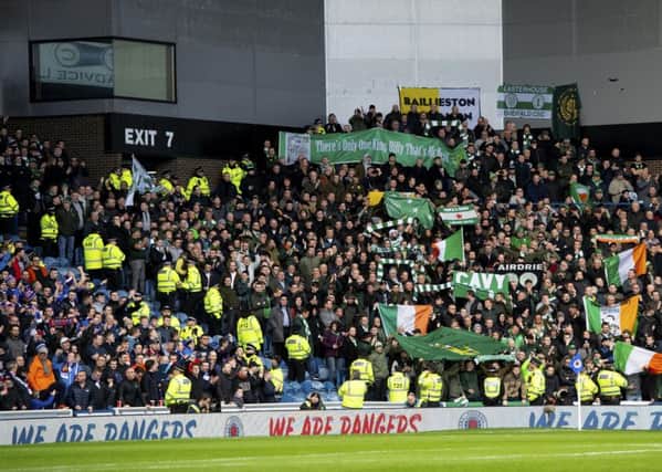 The 750 Celtic fans were confined to a small corner of Ibrox. Picture: Craig Williamson/SNS