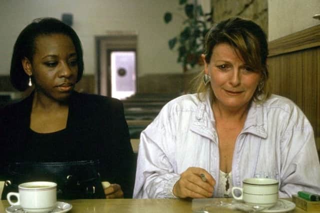 With Marianne Jean-Baptiste in Mike Leigh's Secrets and Lies, 1996, for which Blethyn won Best Actress at Cannes