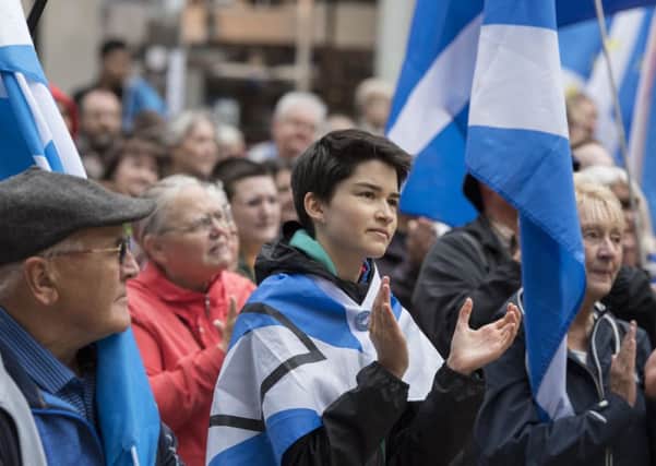 Scottish independence supporters march in Glasgow. Picture: John Devlin