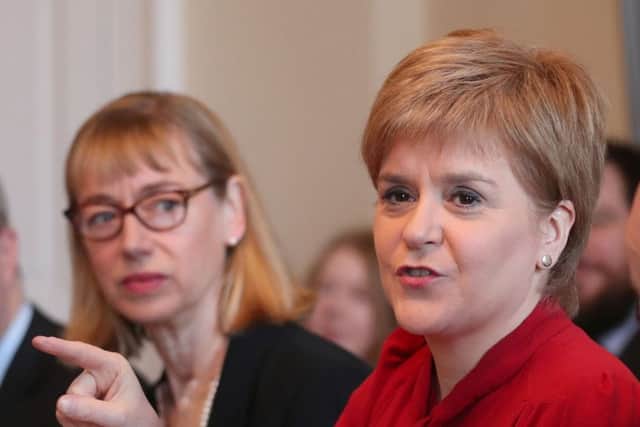 Nicola Sturgeon with Permanent Secretary Leslie Evans (left) during a Scottish Government cabinet meeting in Bute House in 2017