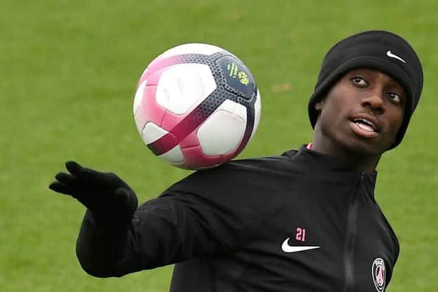 Tim Weah during a PSG training session.