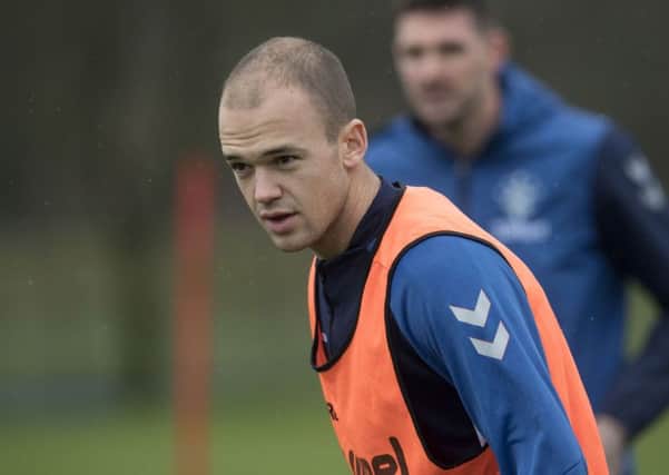 Andrew Gutman trains with Rangers at the Hummel Training Centre. Picture: SNS