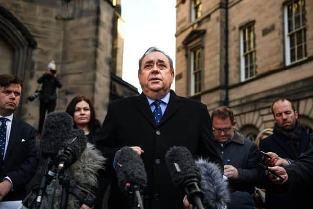 Former Scottish First Minister Alex Salmond delivers a statement outside the Court of Session. Picture: Jeff J Mitchell/Getty Images