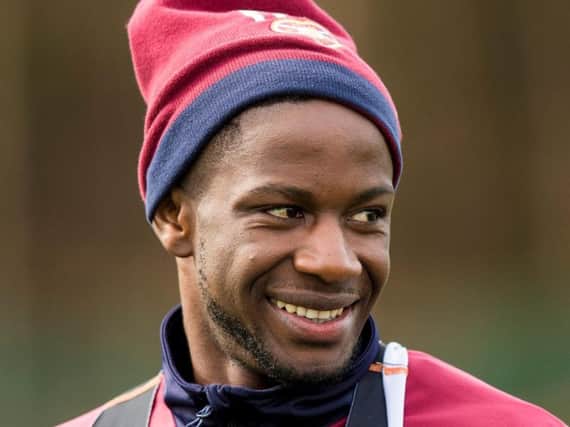 Arnaud Djoum is expected to leave Hearts at the end of the season. Picture: SNS