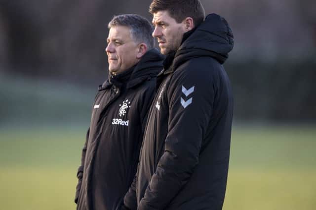 Rangers manager Steven Gerrard with director of football Mark Allen. Picture: SNS/Alan Harvey