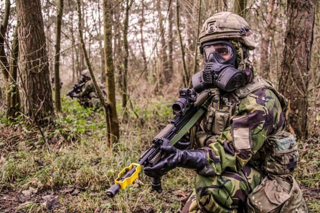 Members of Y Company, 45 Commando taking part in Exercise Toxic Dagger on Salisbury Plains. Picture: Dean Nixon/MoD/Crown Copyright/PA Wire