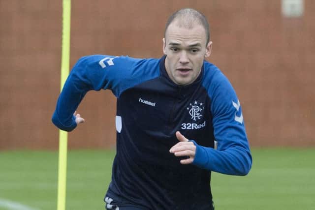 Andrew Gutman trains with Rangers at the Hummel Training Centre in December. Picture: SNS