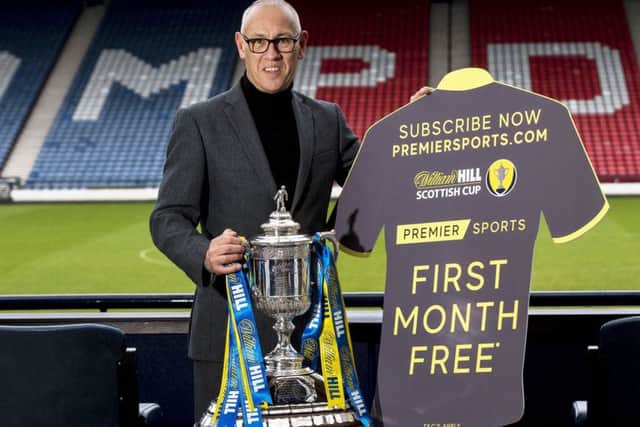 Mark Hateley was at Hampden to promote Premier Sports coverage of the Scottish Cup. Picture: SNS.