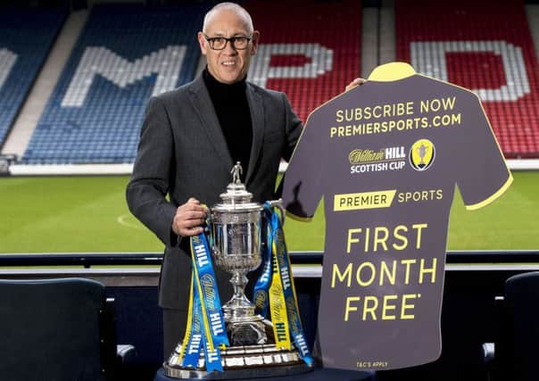 Mark Hateley was at Hampden to promote Premier Sports coverage of the Scottish Cup. Picture: SNS.
