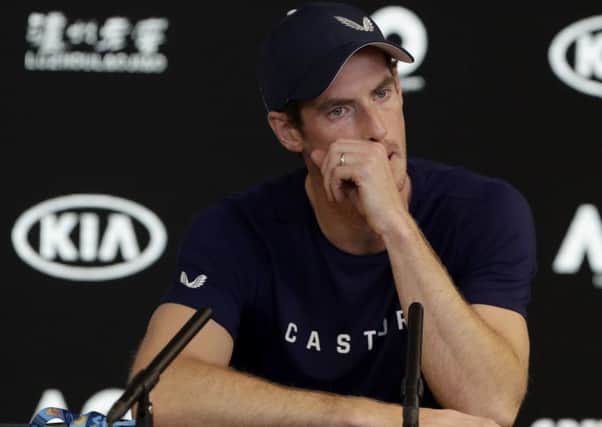 Britain's Andy Murray answers questions during a press conference at the Australian Open tennis championships in Melbourne. Picture: AP Photo/Mark Baker