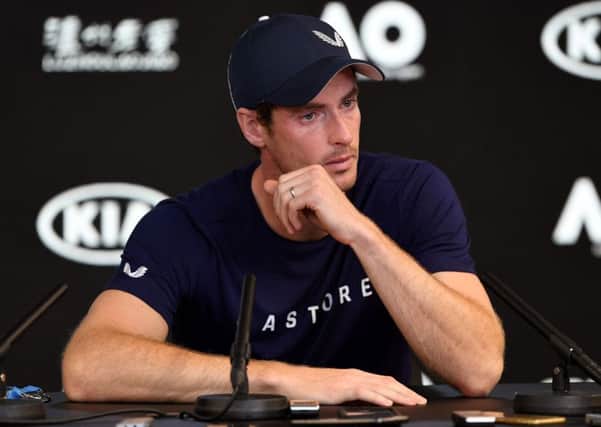 Andy Murray breaks down during his press conference in Melbourne as he reveals injury is forcing him to retire this year. Picture: William West/AFP/Getty Images