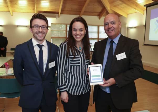 From left: Chris Lawlor of Lawlor Technologies, Kate Forbes MSP and Stephen Prater of Prater Contracts. Picture: Andy Forman