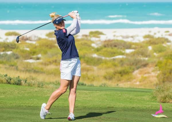 Charley Hull of England in action during the second round of the Fatima Bint Mubarak Ladies Open. Picture: Tristan Jones