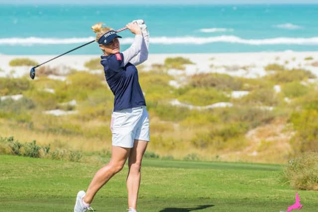 Charley Hull of England in action during the second round of the Fatima Bint Mubarak Ladies Open. Picture: Tristan Jones